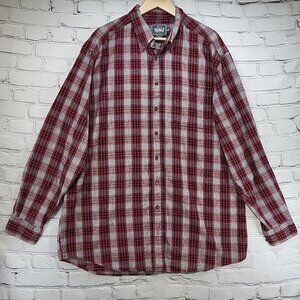 Woolrich Shirt Mens Sz XL Button Up Red Plaid 100% Cotton Western